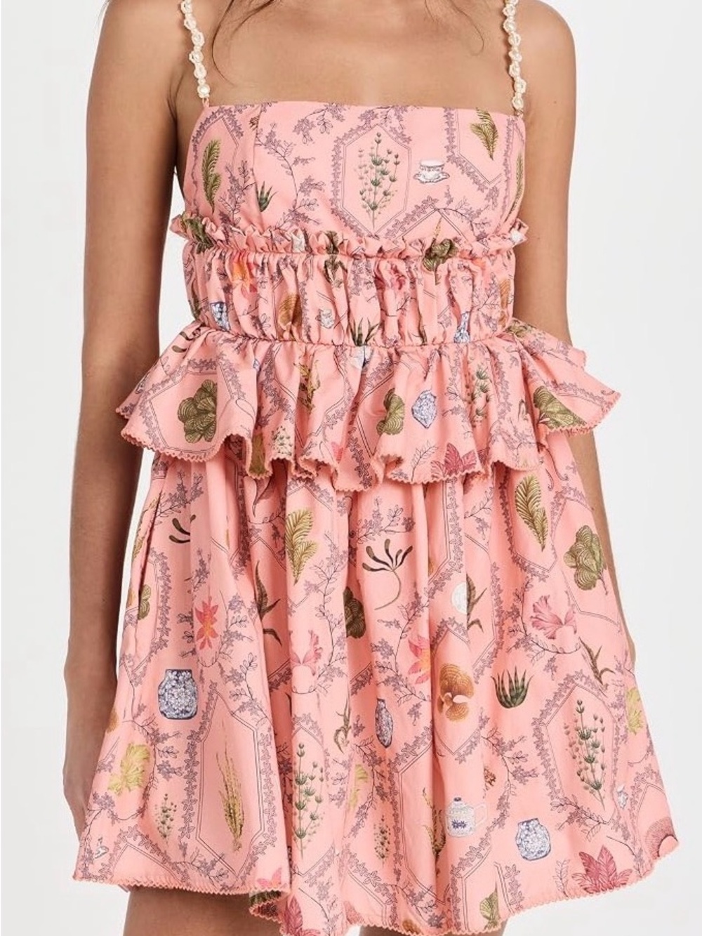 Agua by Agua Bendita Pink Floral Ruffle Mini Dress